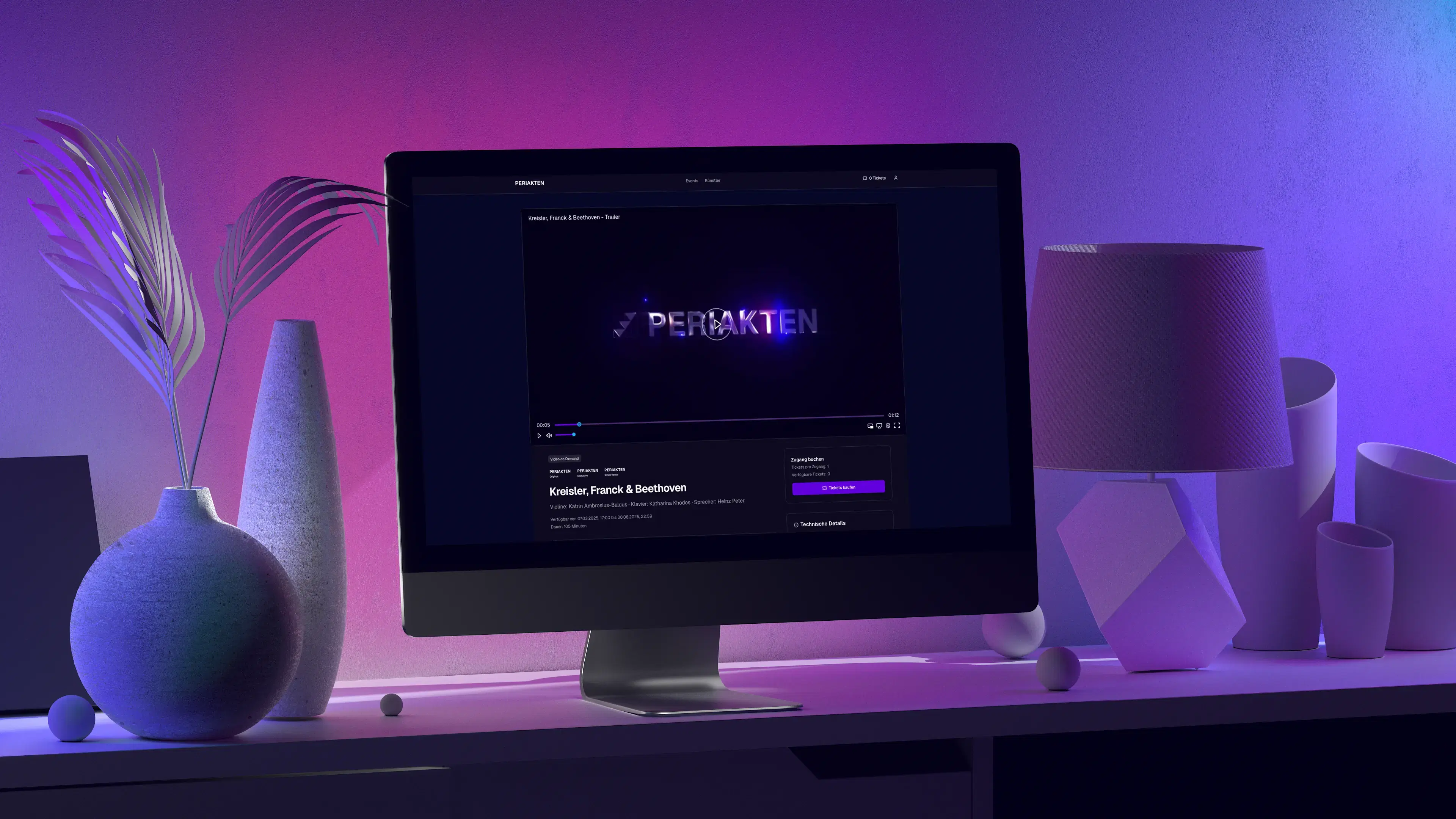 Periakten Streaming-Plattform auf einem iMac